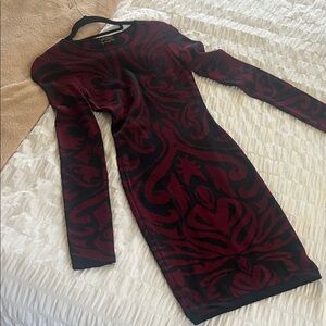 Torn by Ronny Kobo Black and Red Long Sleeve Dress